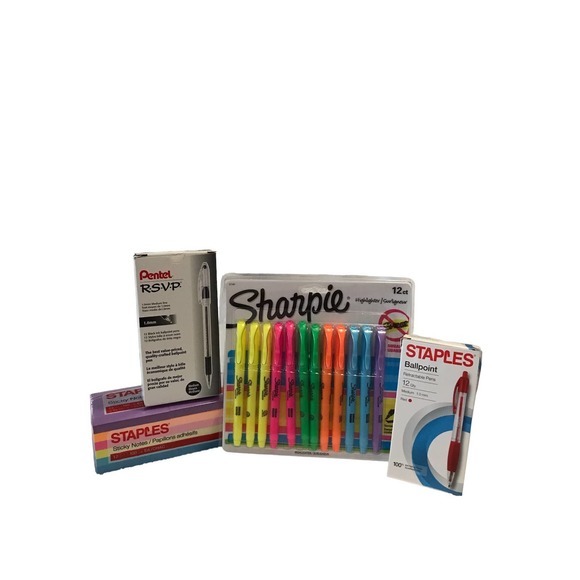 School  Office‎ Supplies- New Red, Black Pens, Sharpie Highlighters, Sti… - Picture 1 of 7